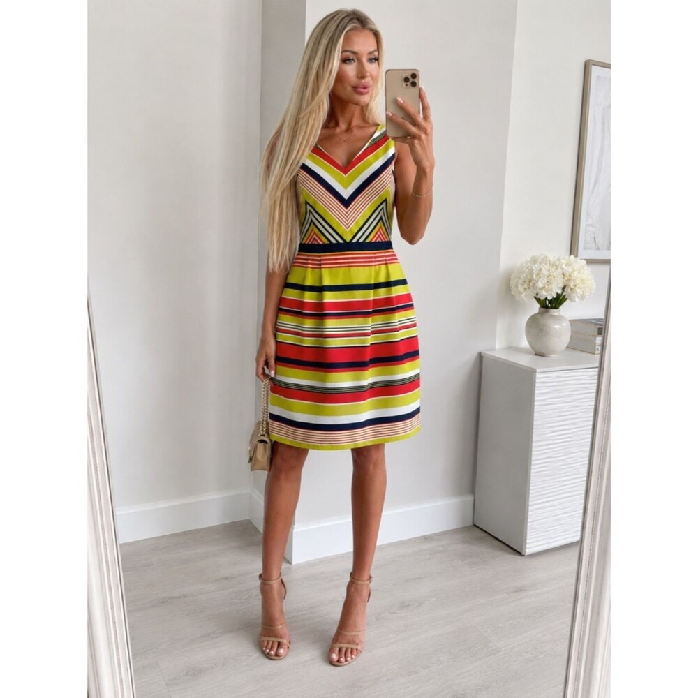 Preston & York NWT Size 16 Striped Sleeveless Fit & Flare Dress